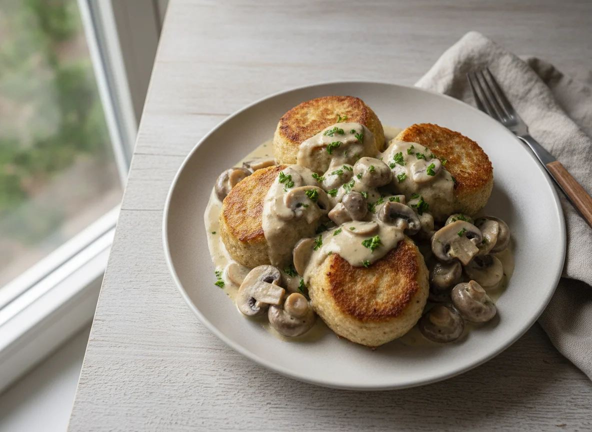 Semmelknödel mit Rahmschwammerl photo