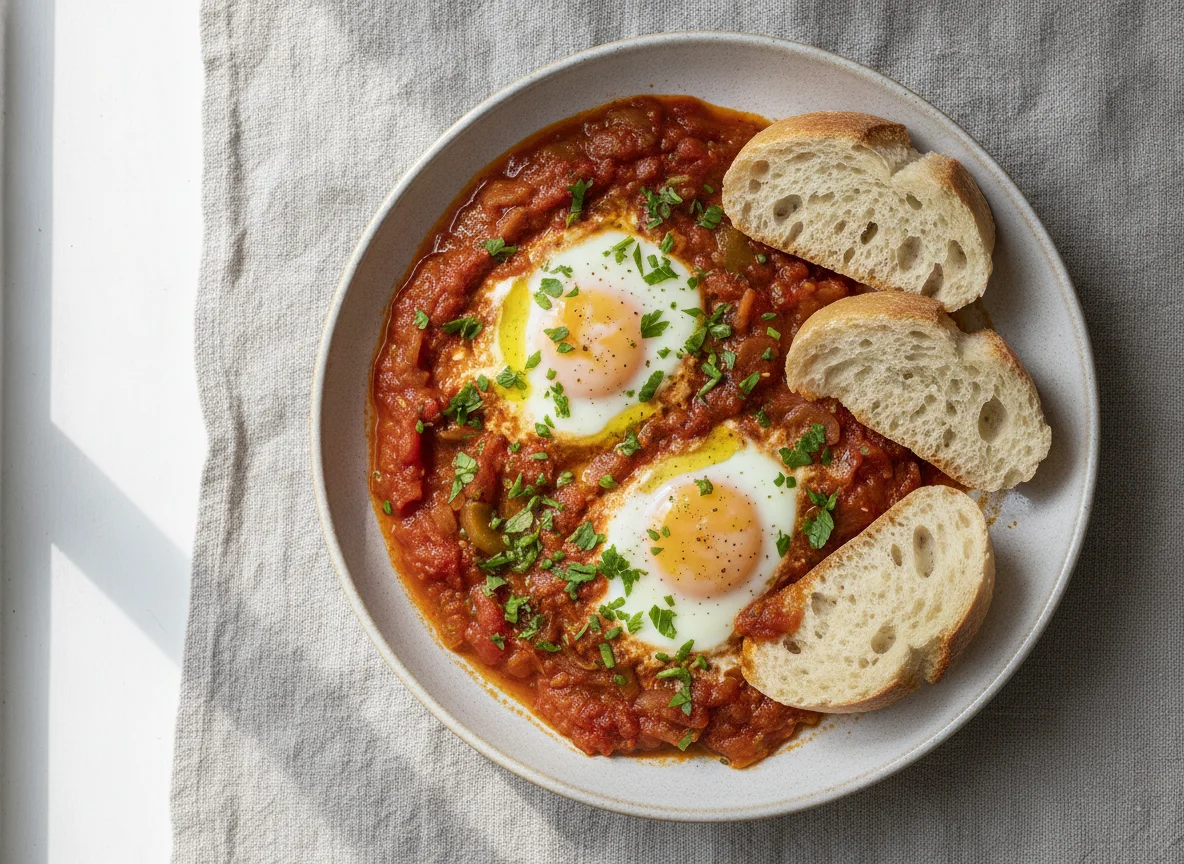 Shakshuka mit Baguette photo