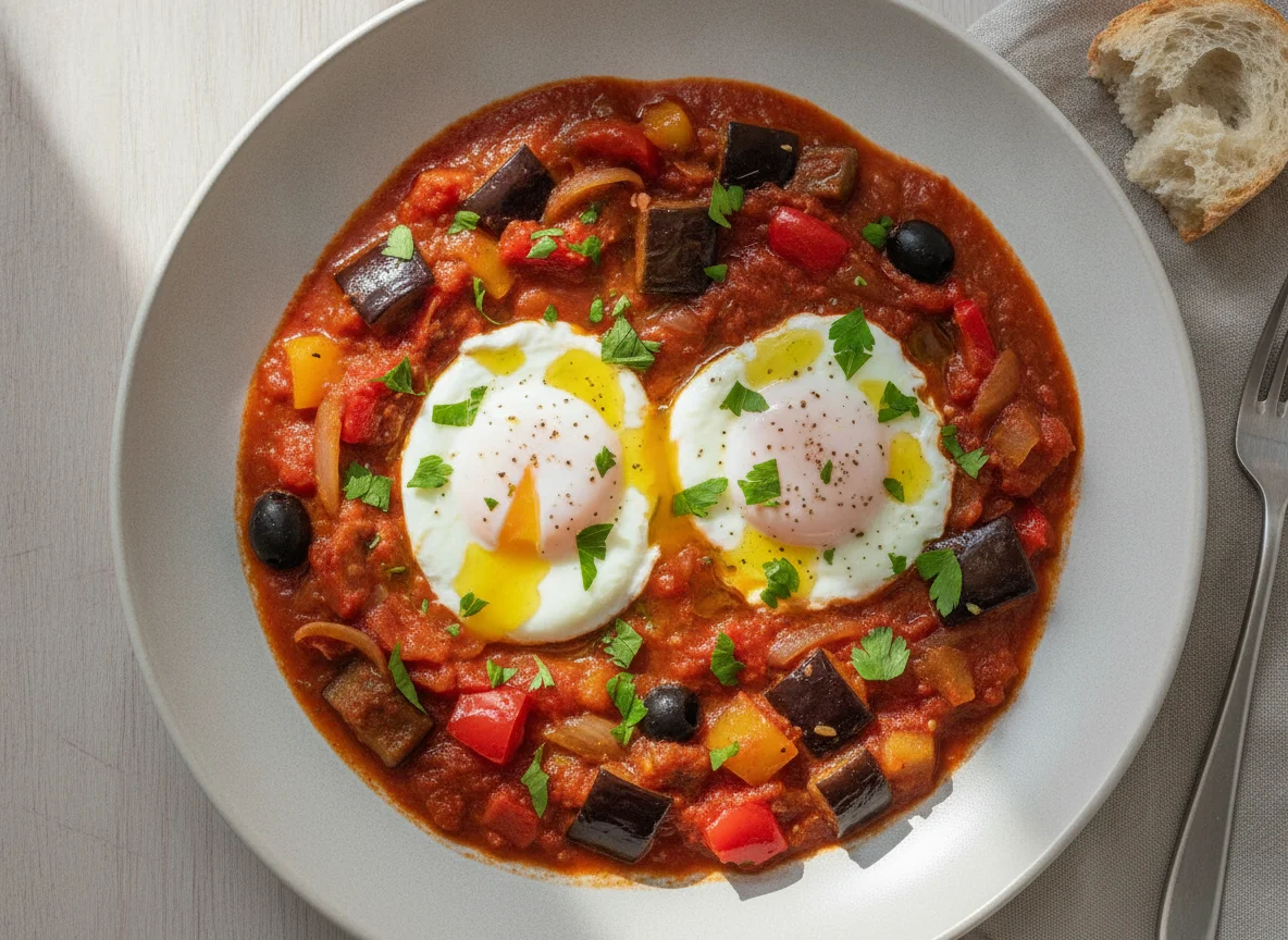 Shakshuka mit pochierten Eiern photo