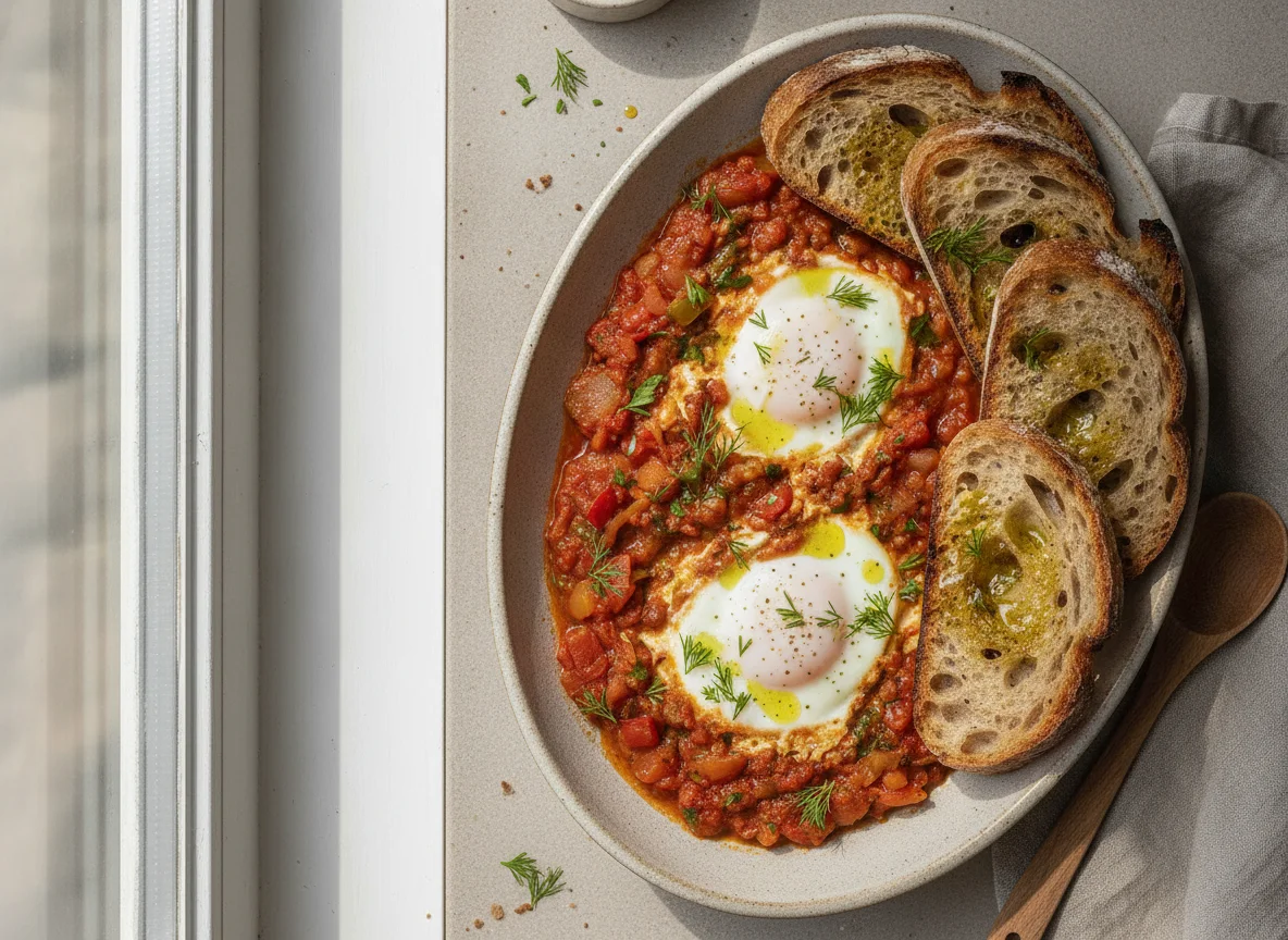 Shakshuka mit Sauerteigbrot photo