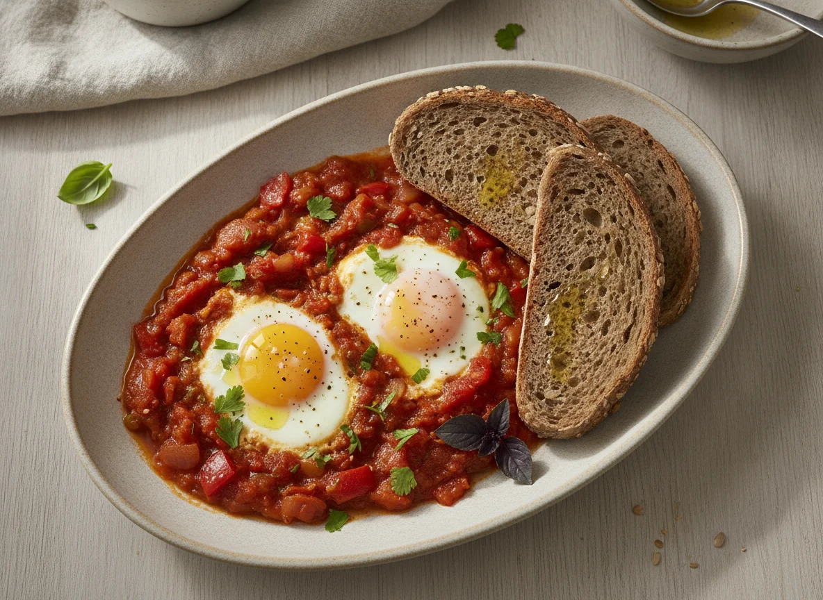 Shakshuka mit Vollkornbrot photo