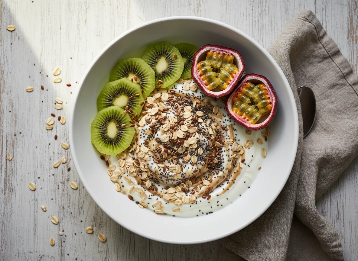 Skyr Bowl mit Früchten und Samen photo