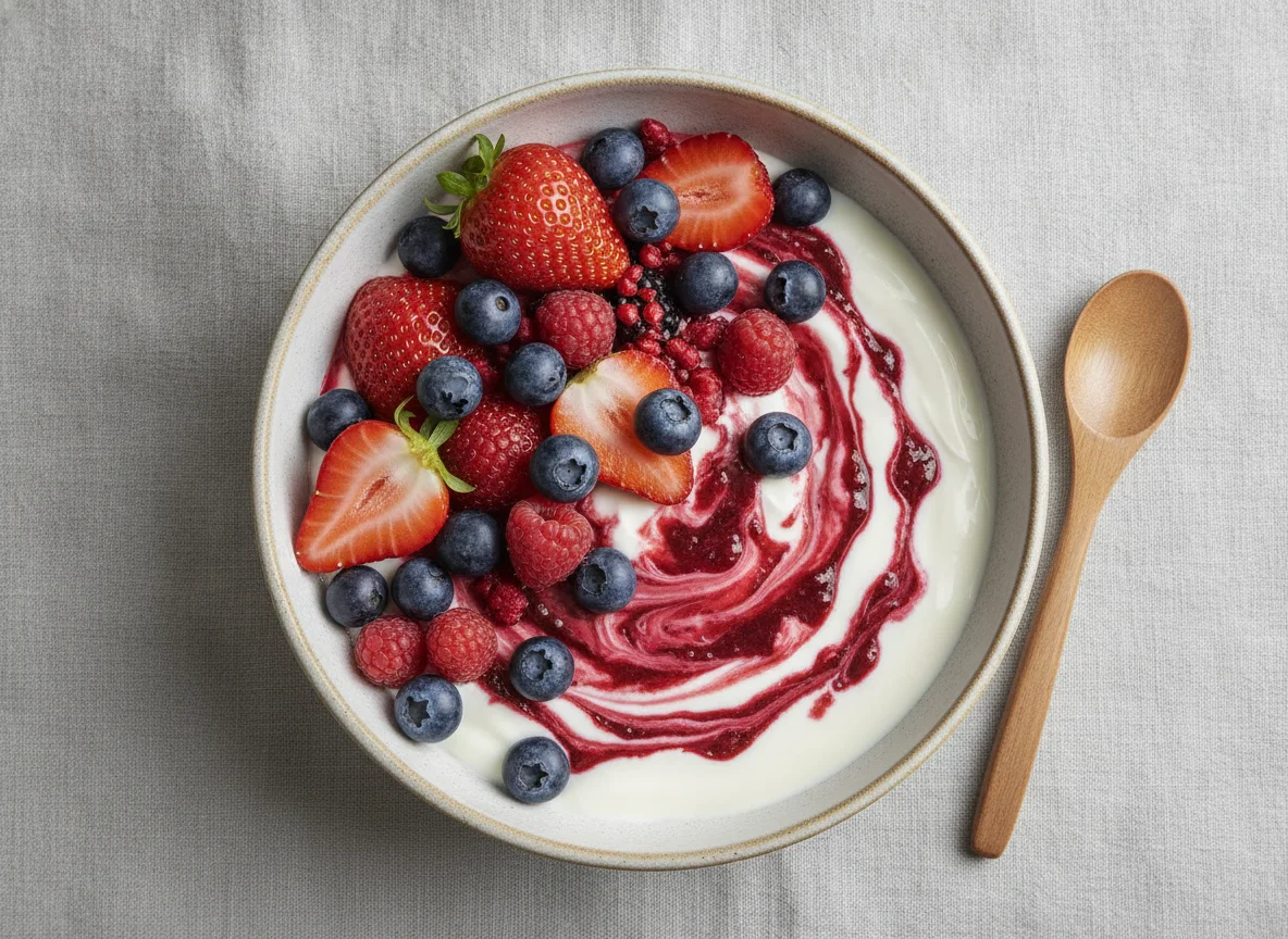 Skyr mit gemischten Beeren photo