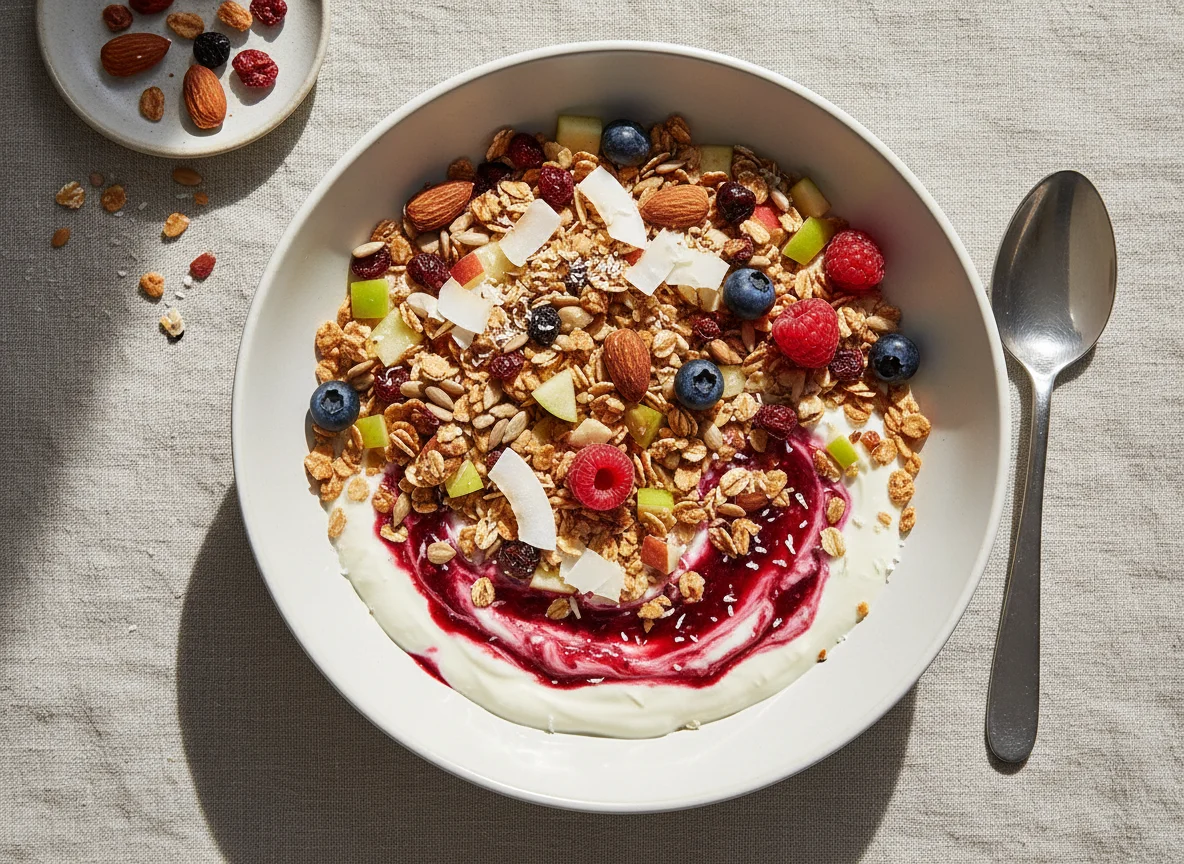 Skyr Müsli mit Früchten und Nüssen photo