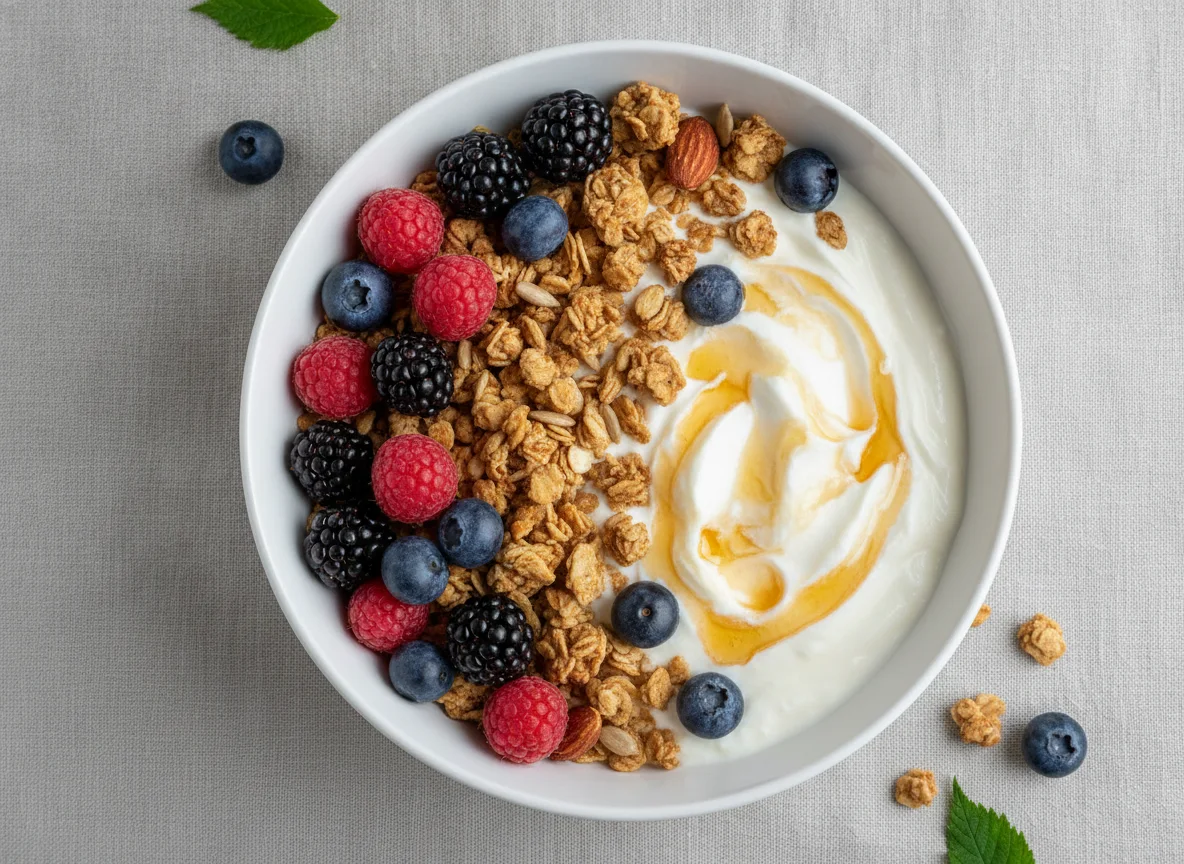 Skyr-Bowl mit Beeren und Müsli photo