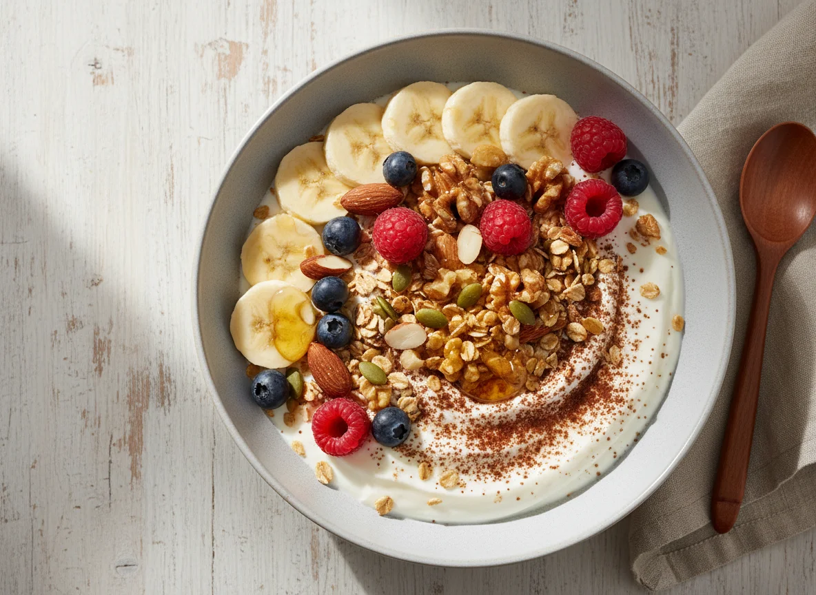 Skyr-Bowl mit Früchten und Nüssen photo
