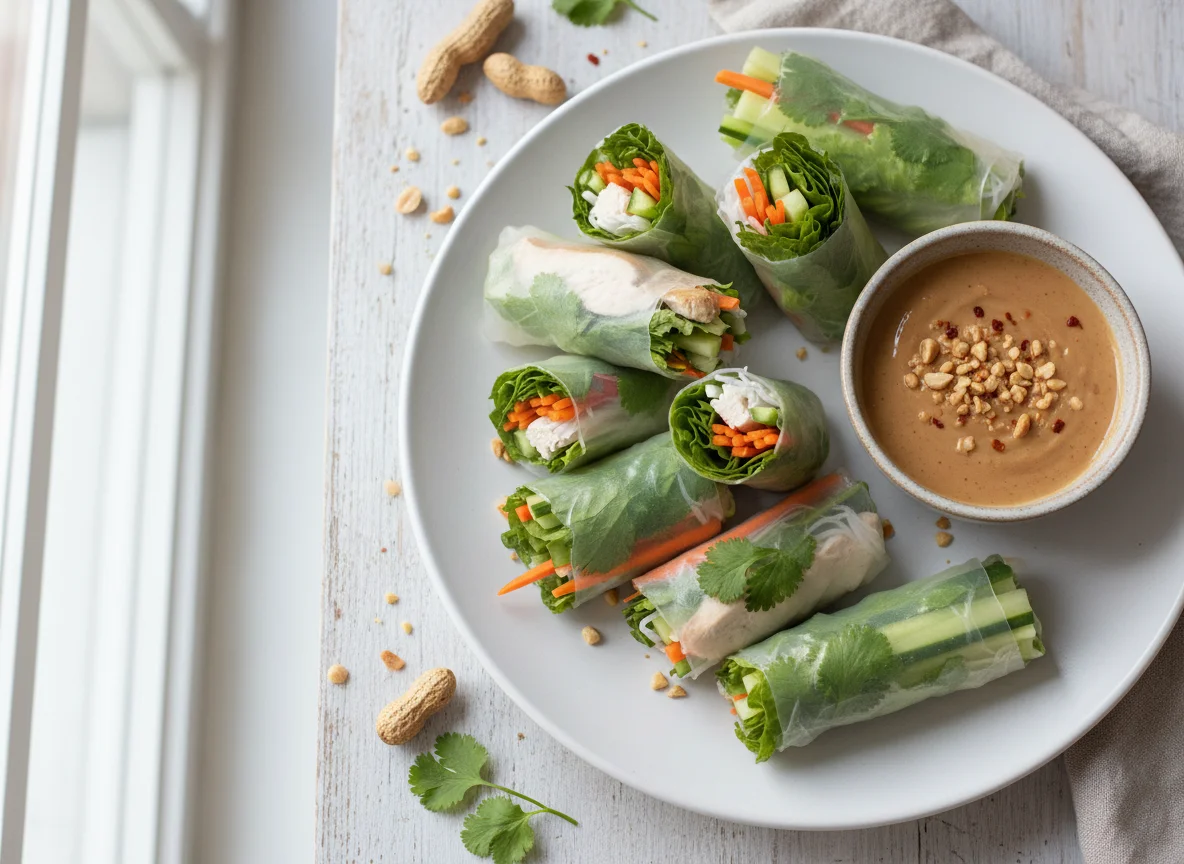 Sommerrollen mit Erdnusssauce photo