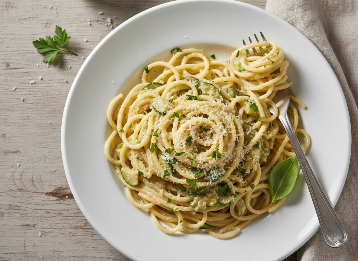 Spaghetti mit cremiger Zucchini-Sauce photo