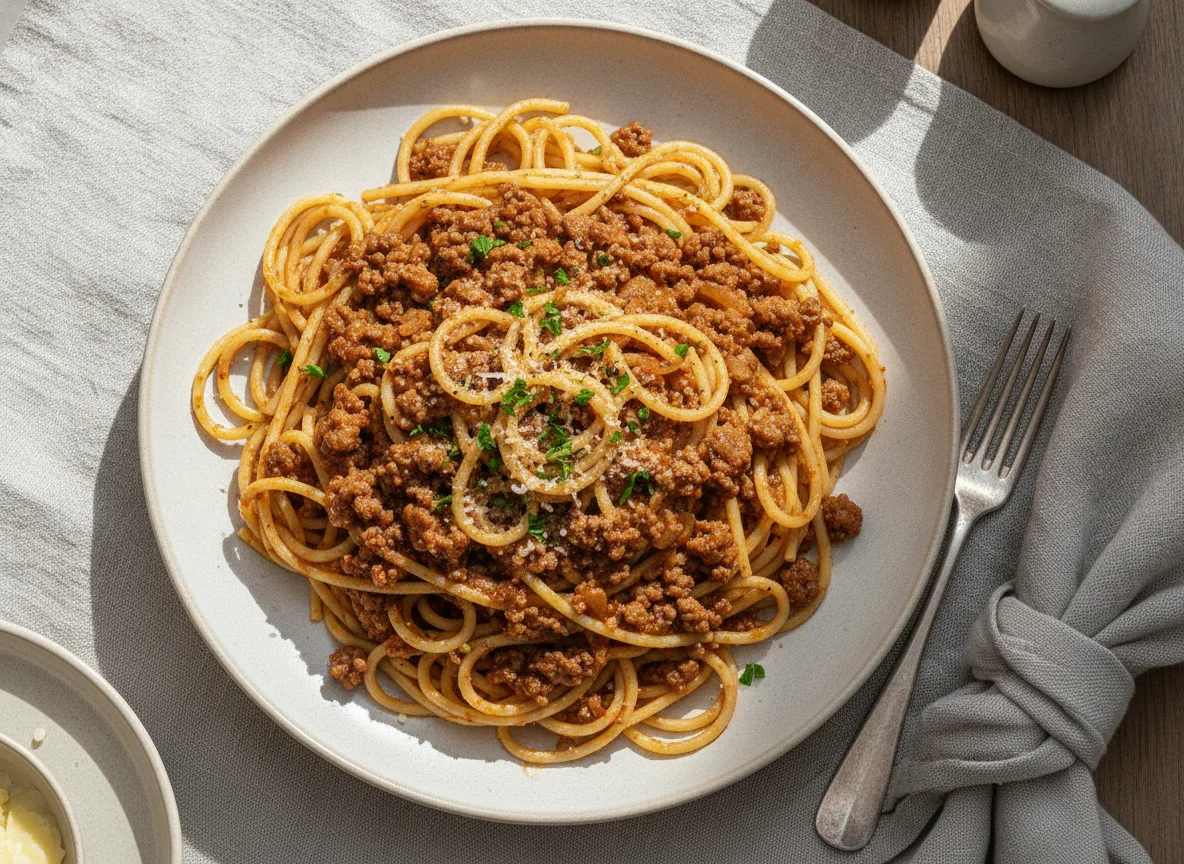 Spaghetti mit Hackfleisch photo