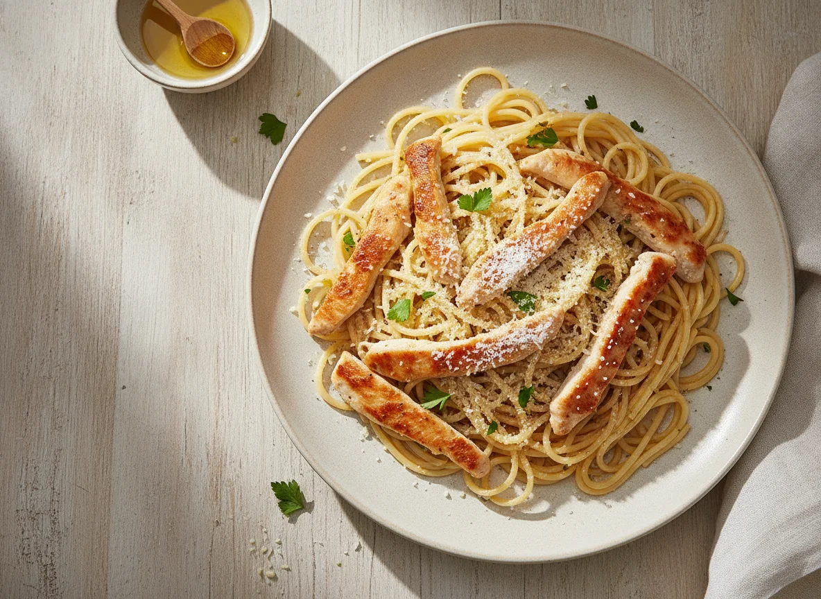 Spaghetti mit Hähnchenbrust photo