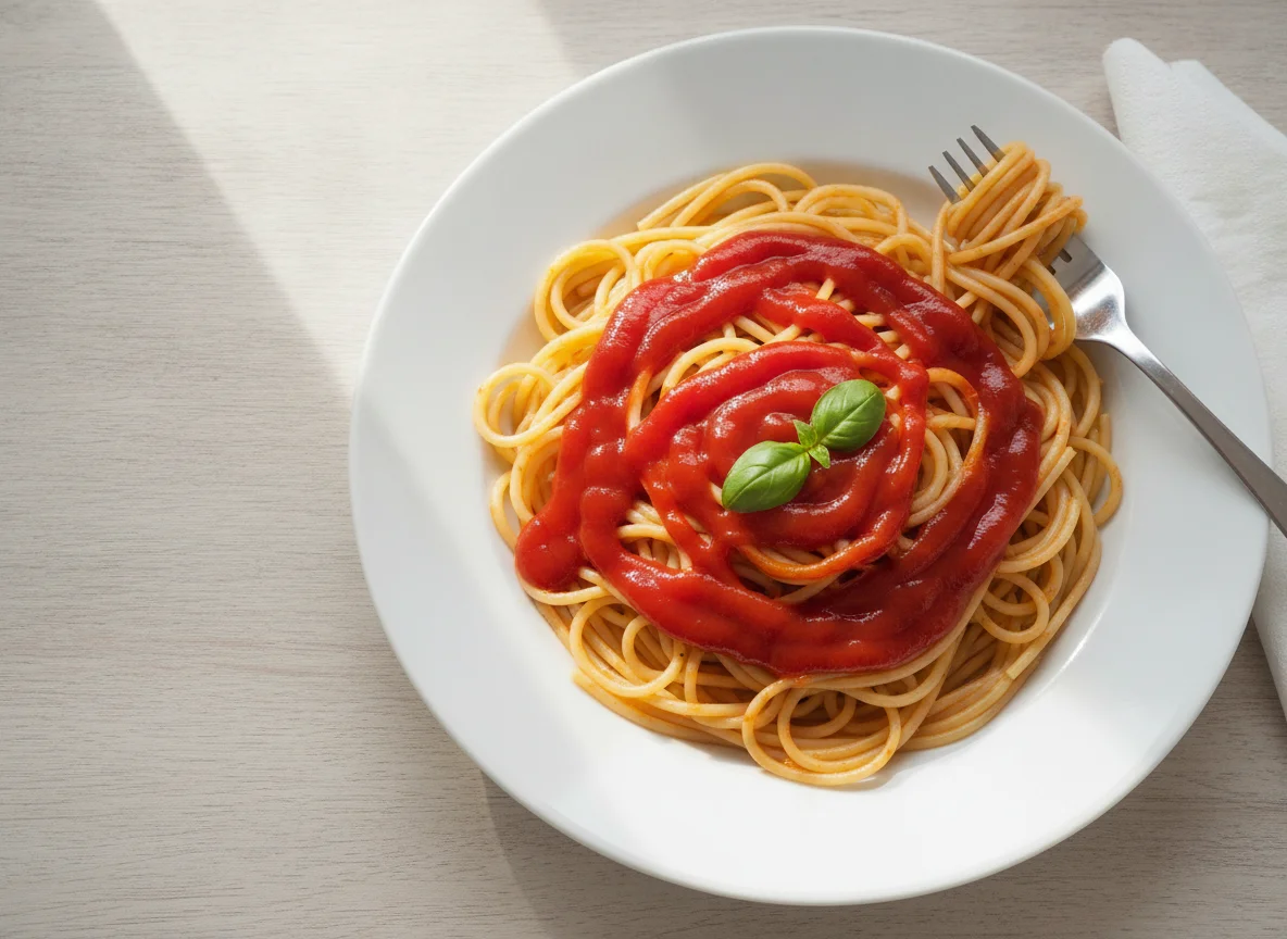 Spaghetti mit Ketchup photo