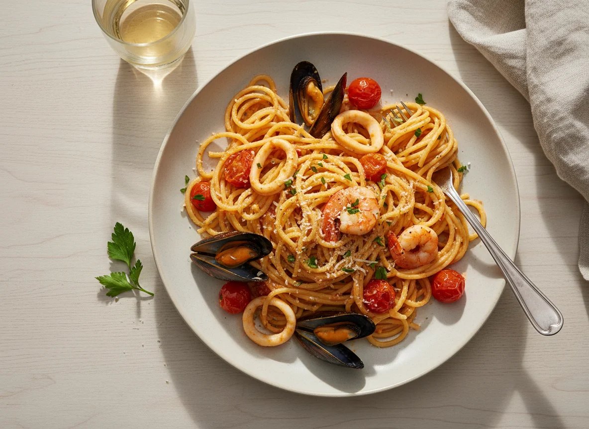 Spaghetti mit Meeresfrüchten photo