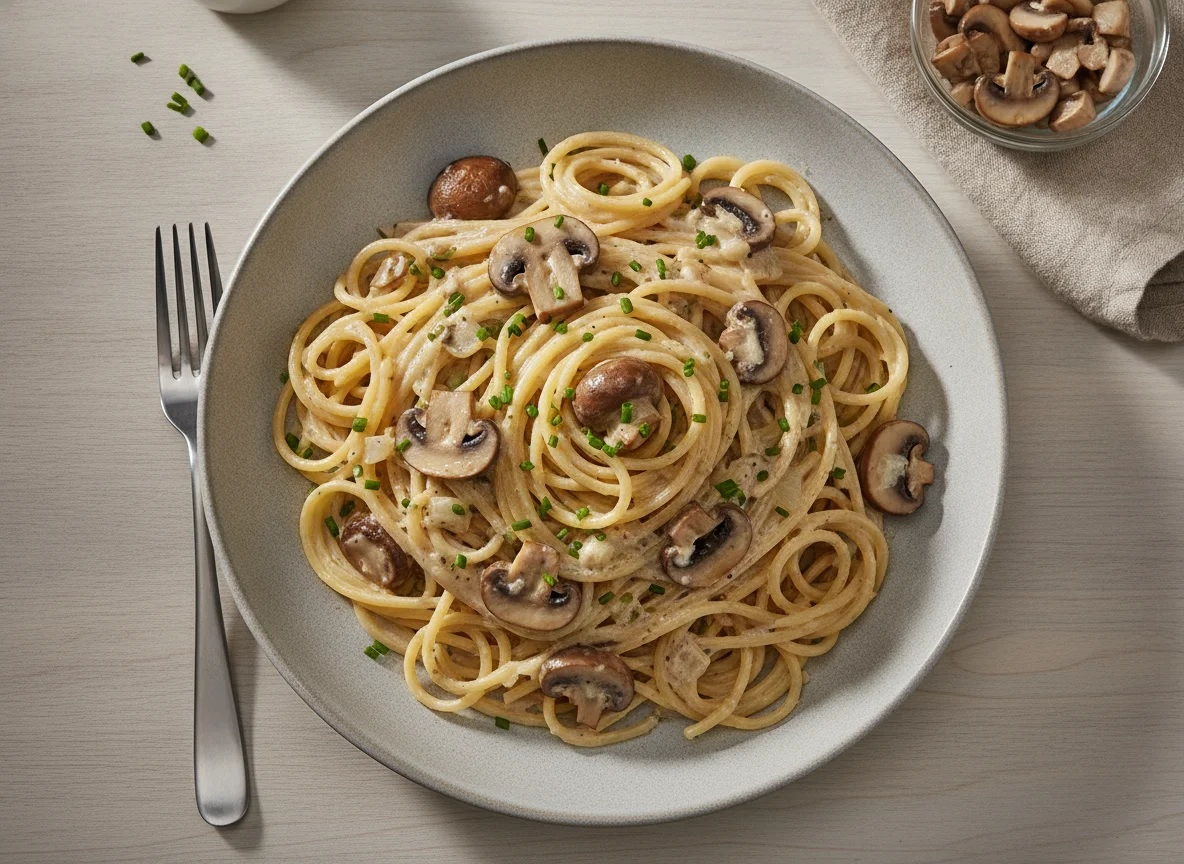 Spaghetti mit Pilz-Rahmsauce photo