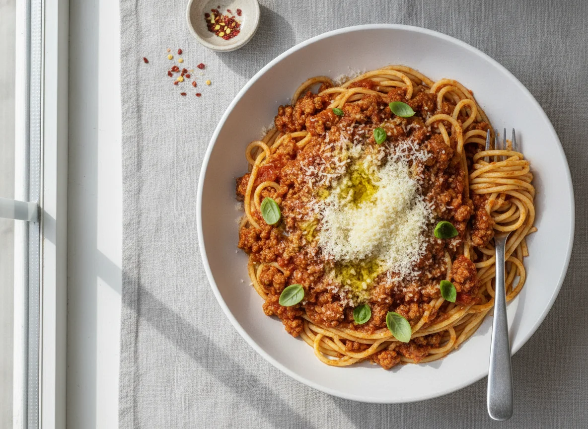 Spaghetti mit Soja-Bolognese photo