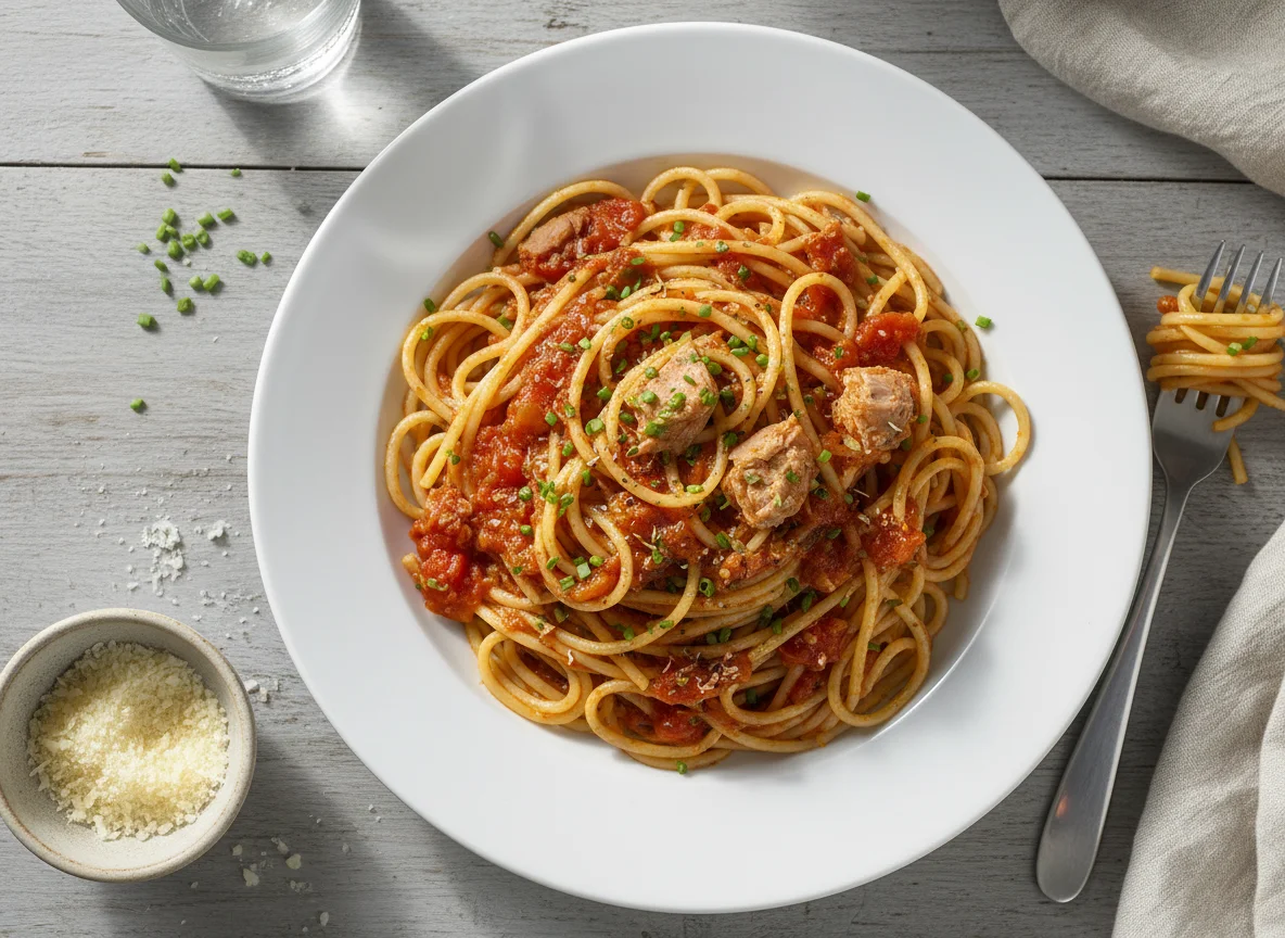 Spaghetti mit Thunfischsauce photo