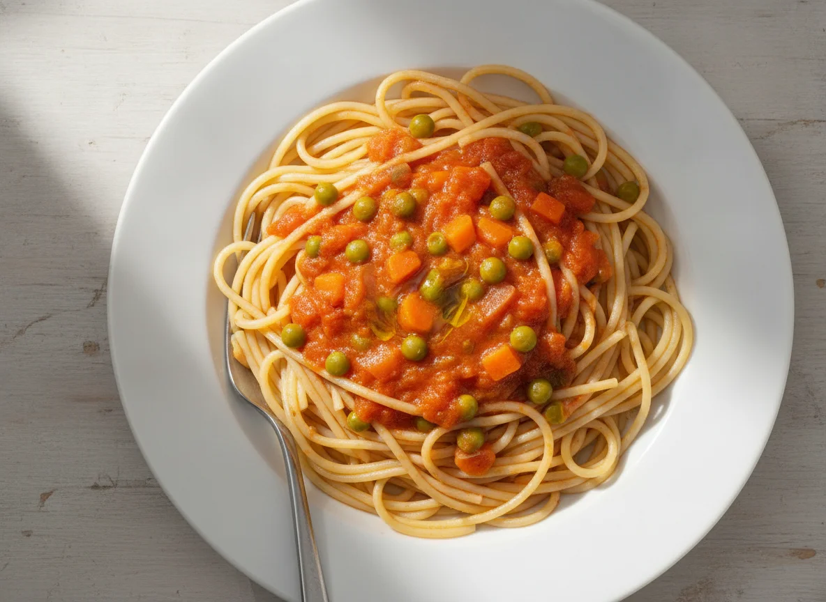 Spaghetti mit Tomaten-Gemüsesauce photo