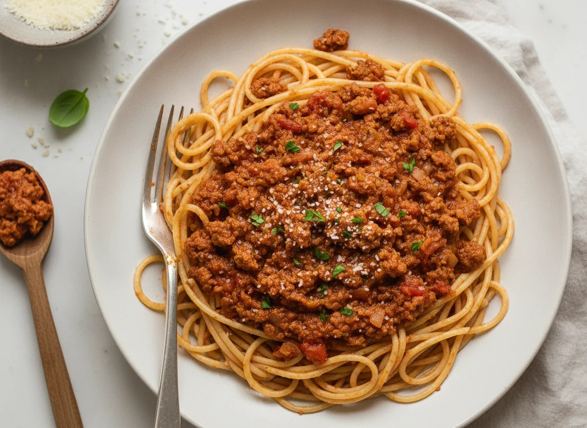 Spaghetti mit veganer Bolognese photo
