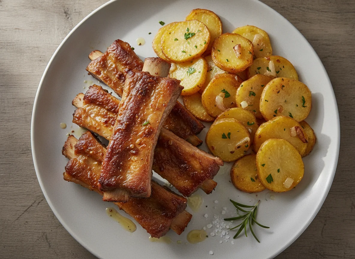 Spareribs mit Bratkartoffeln photo