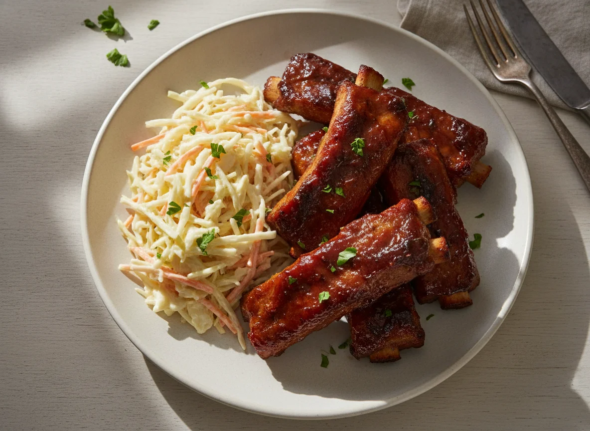 Spareribs mit Krautsalat photo
