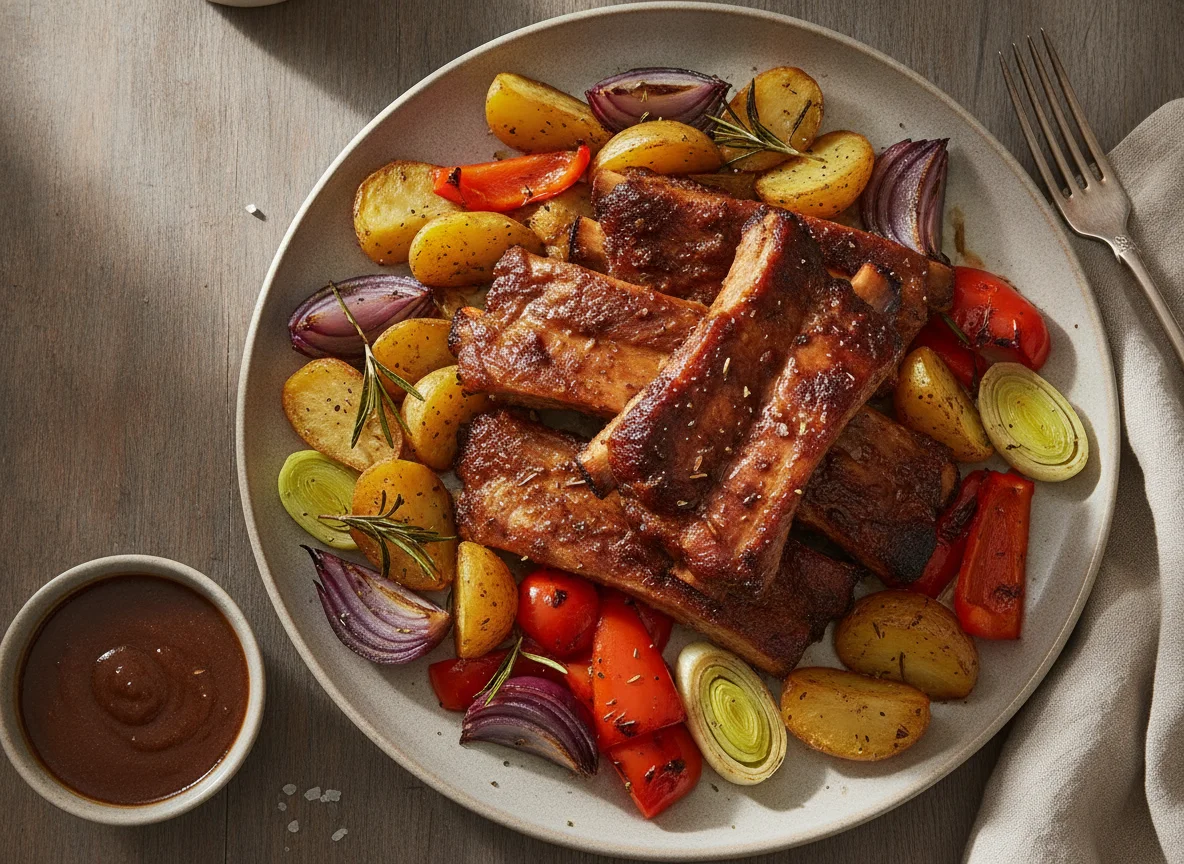 Spareribs mit Ofengemüse photo