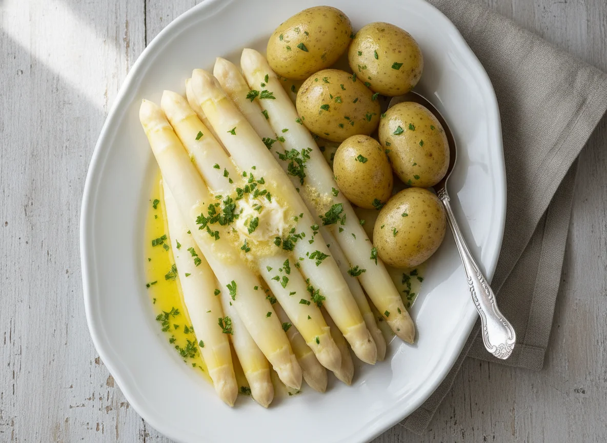 Spargel mit Kartoffeln und Butter photo