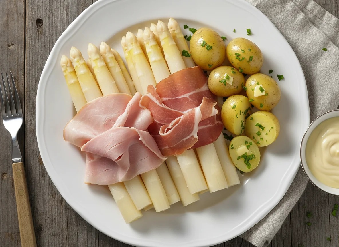 Spargel mit Schinken und Kartoffeln photo