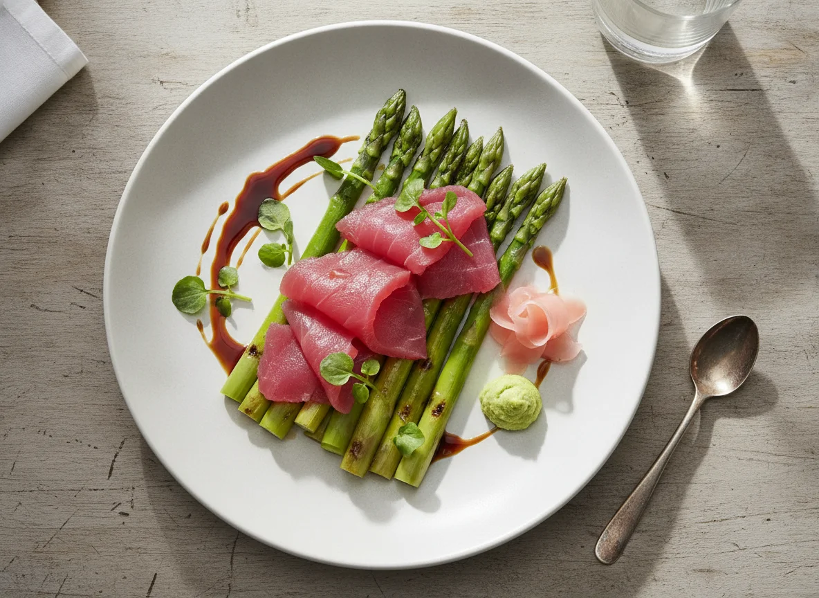 Spargel mit Thunfisch und Wasabi photo