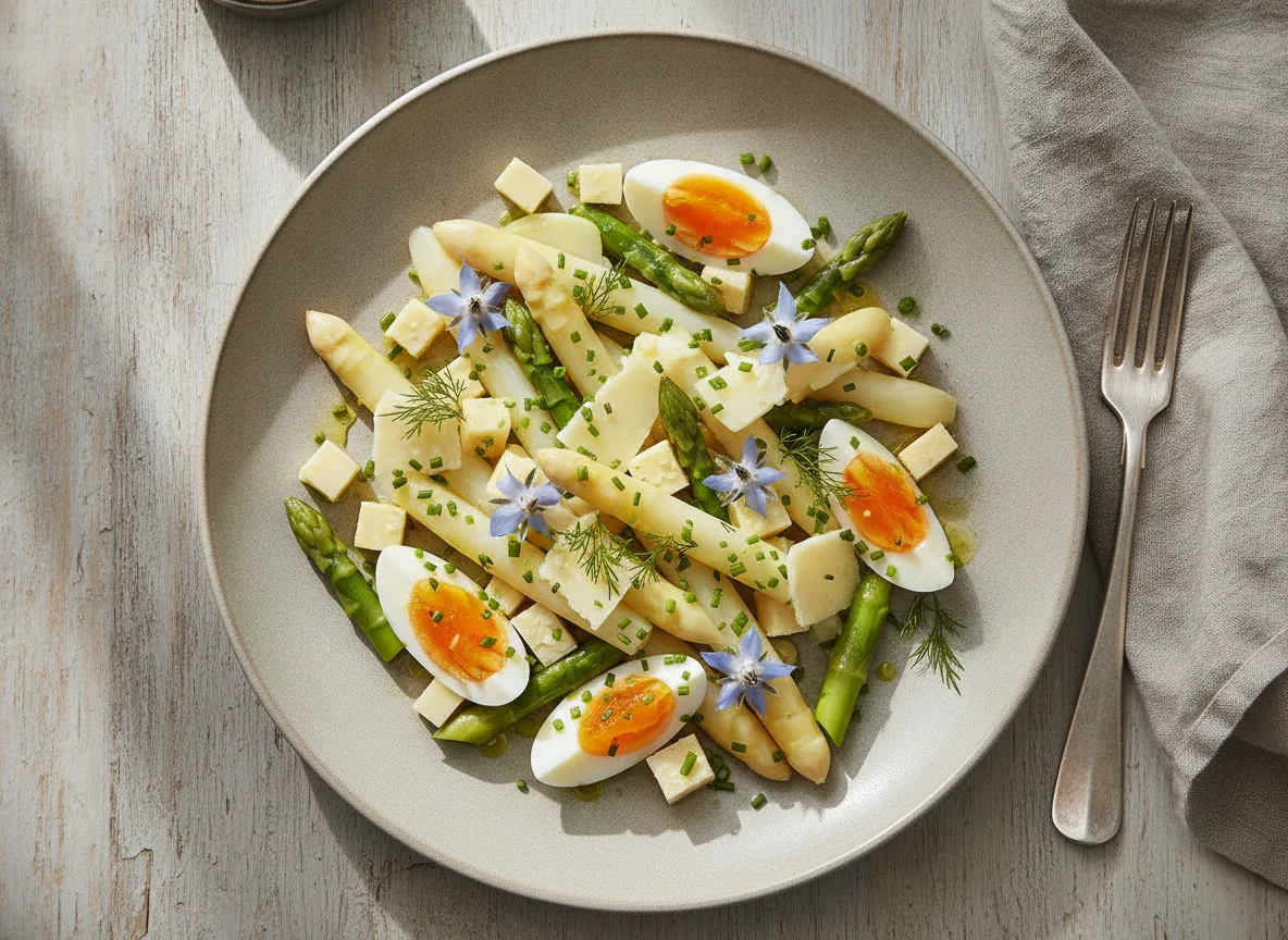Spargelsalat mit Ei photo
