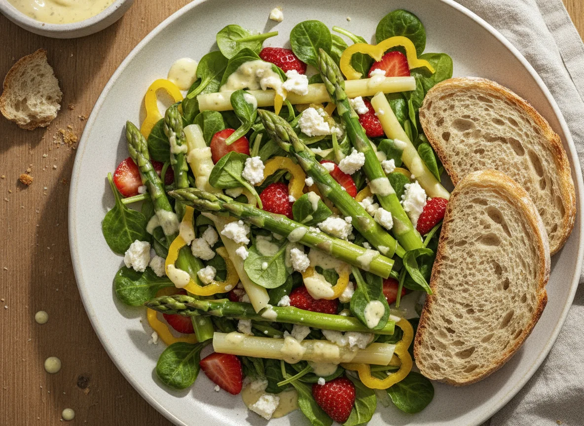 Spargelsalat mit Erdbeeren und Feta photo