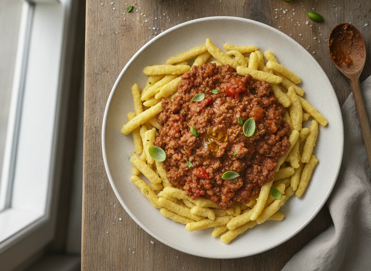Spätzle mit Bolognese-Sauce photo