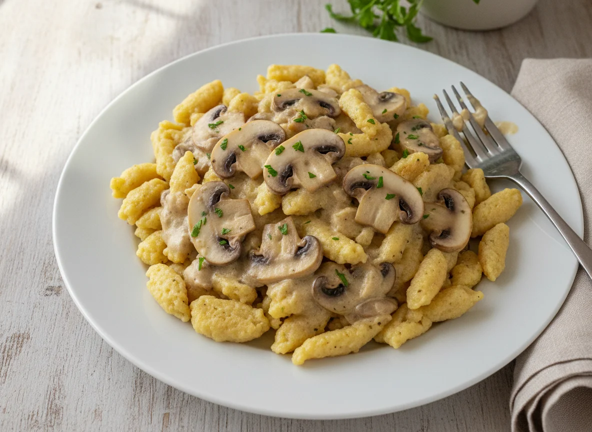 Spätzle mit Champignon-Rahmsauce photo