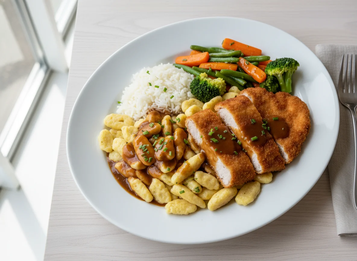 Spätzle mit Fleisch und Gemüse photo