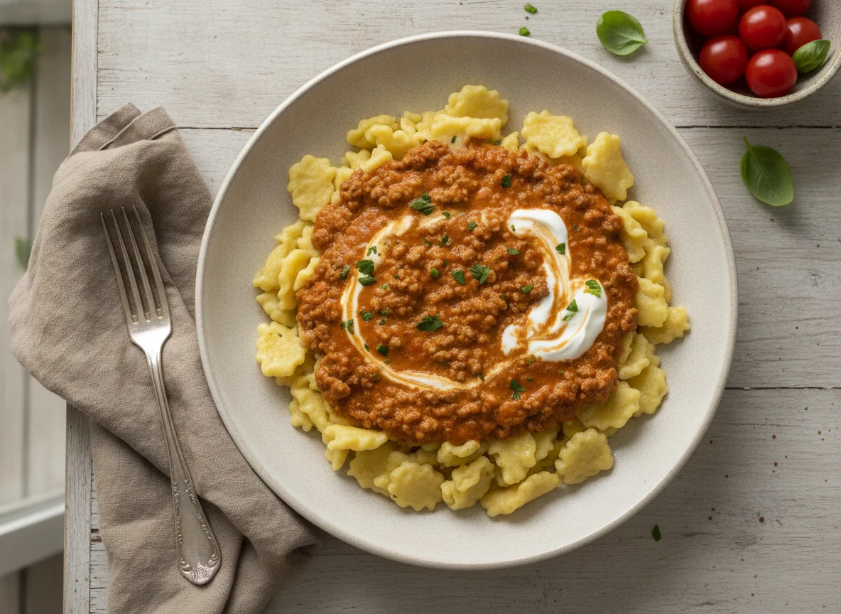 Spätzle mit Hackfleischsoße photo