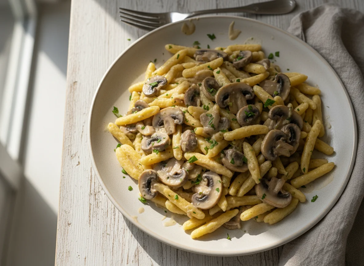 Spätzle mit Pilzrahmgeschnetzeltem photo