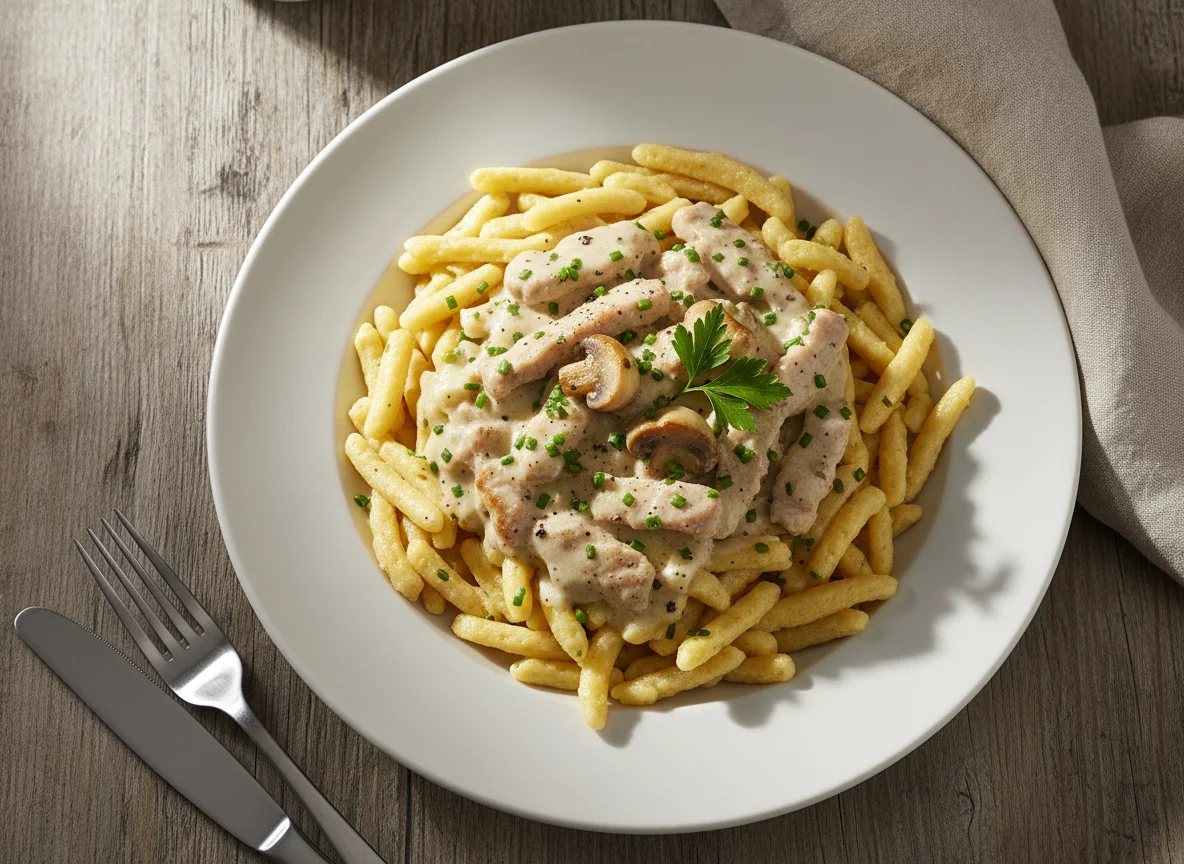 Spätzle mit Rahmgeschnetzeltem photo