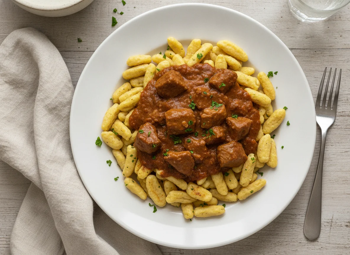 Spätzle mit Rindergulasch photo
