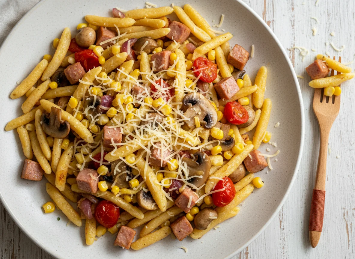 Spätzle mit Wurst-Gemüse-Pfanne photo