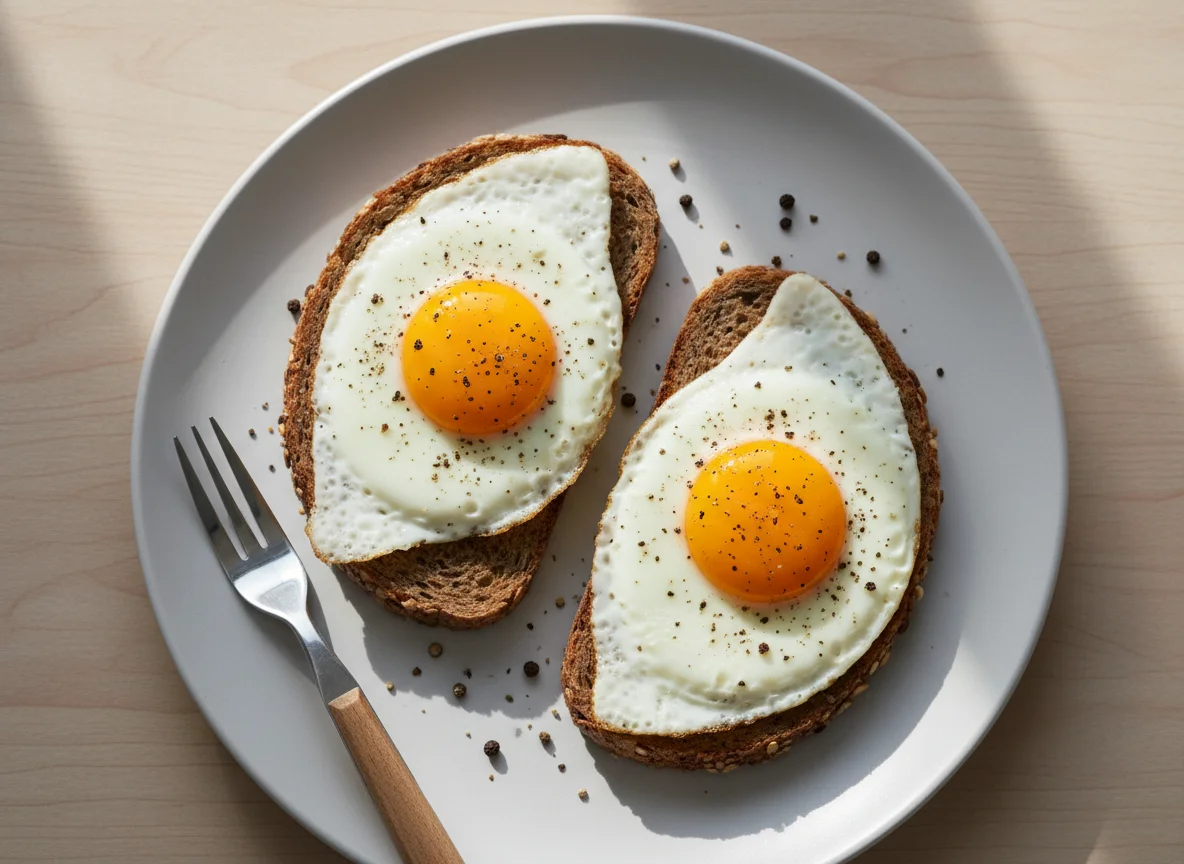 Spiegelei auf Brot photo