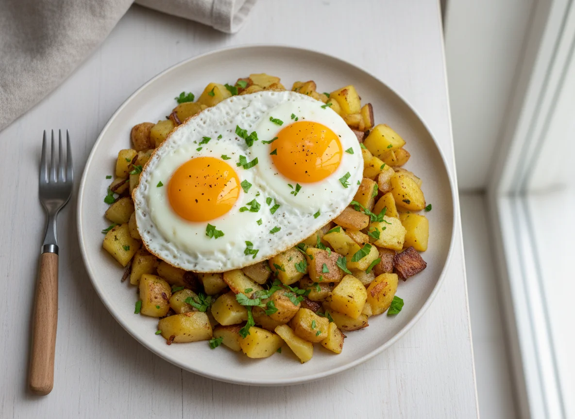 Spiegelei mit Bratkartoffeln photo