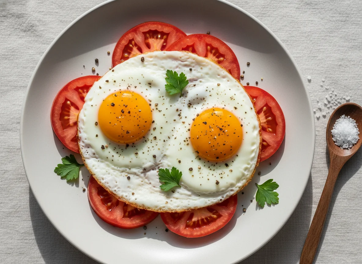 Spiegelei mit Tomatenscheiben photo