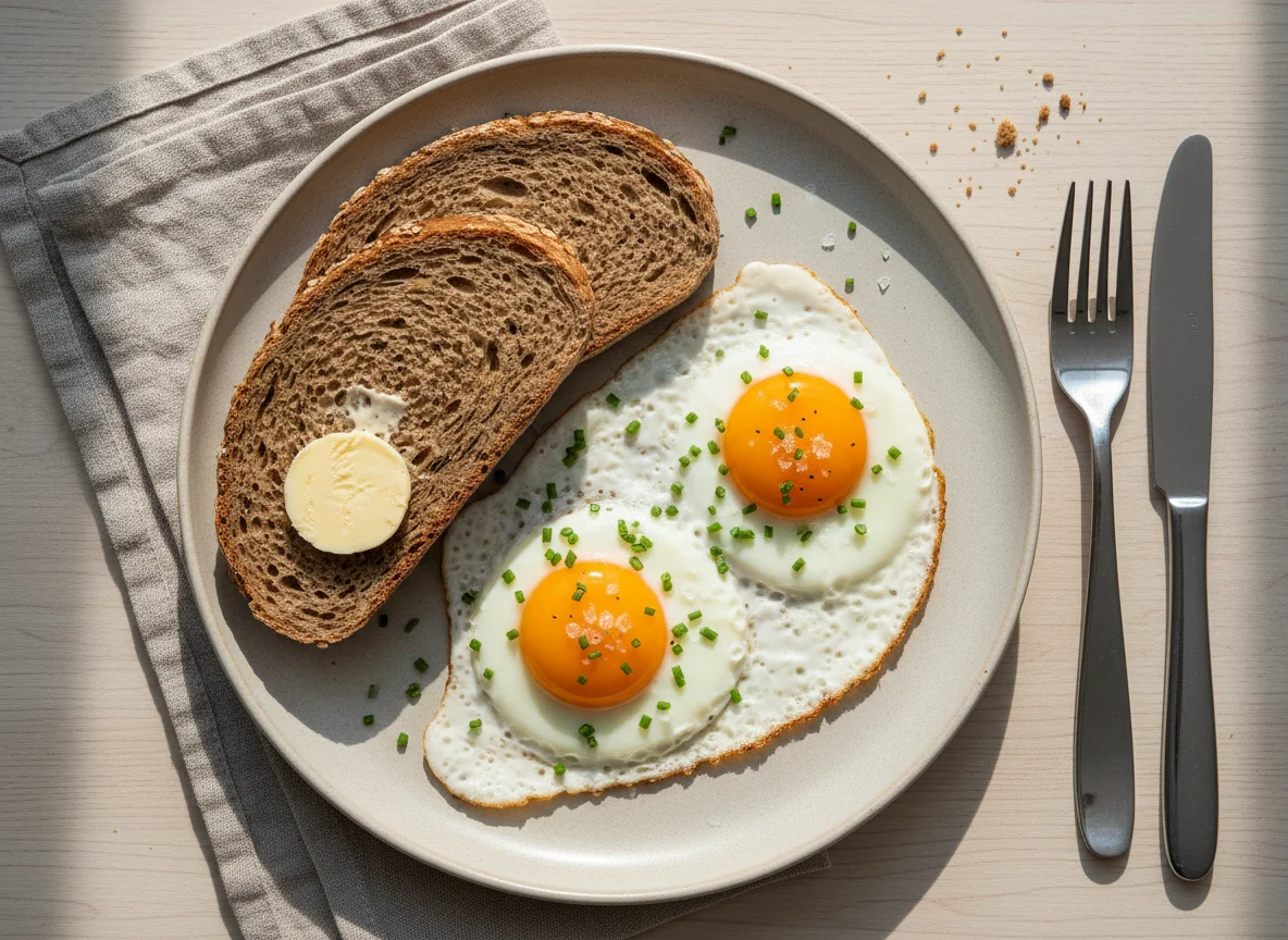 Spiegeleier mit Brot photo