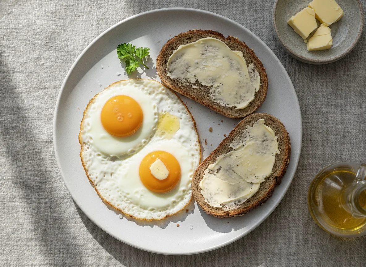 Spiegeleier mit Butterbrot photo