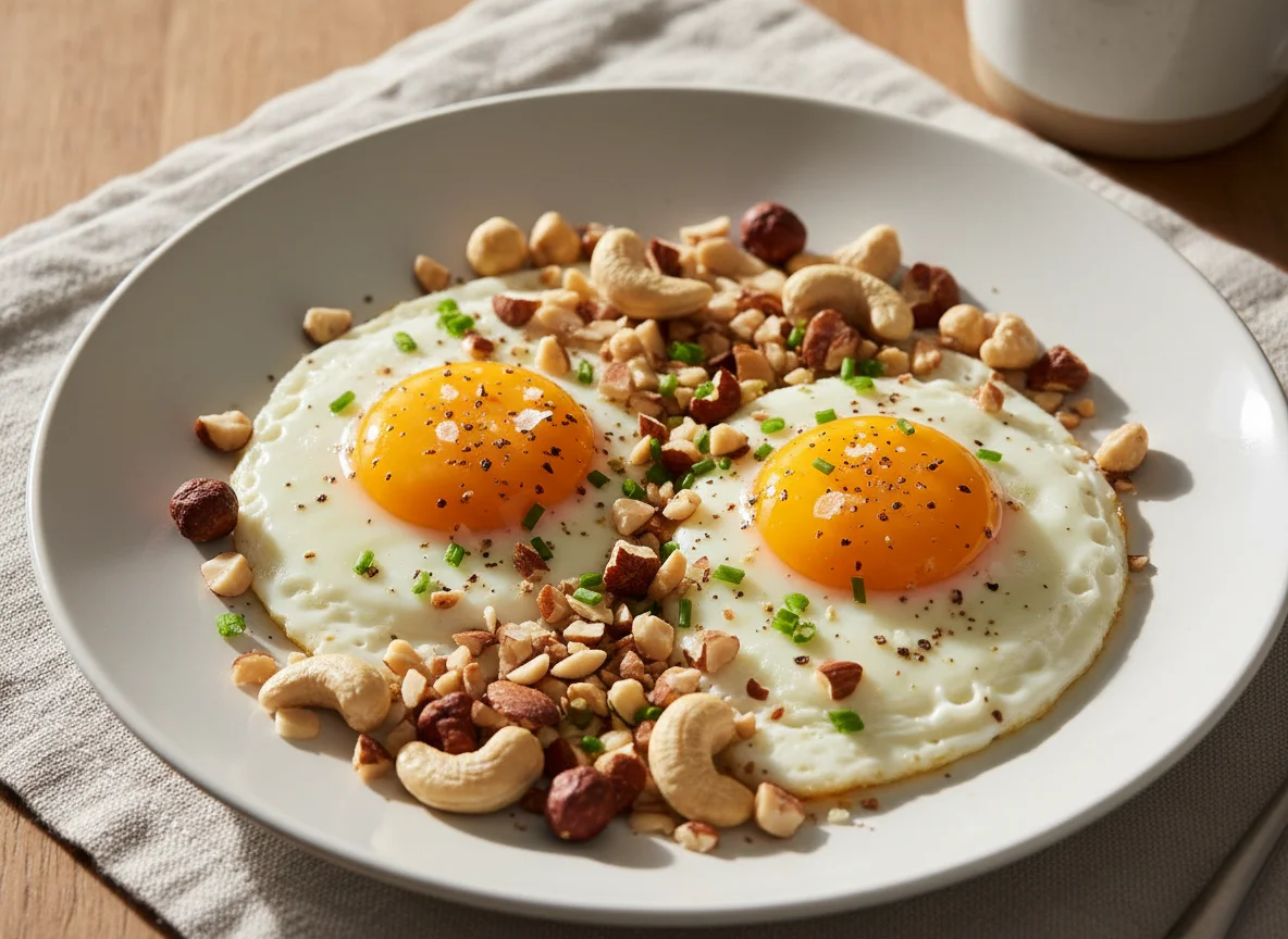 Spiegeleier mit Nüssen photo