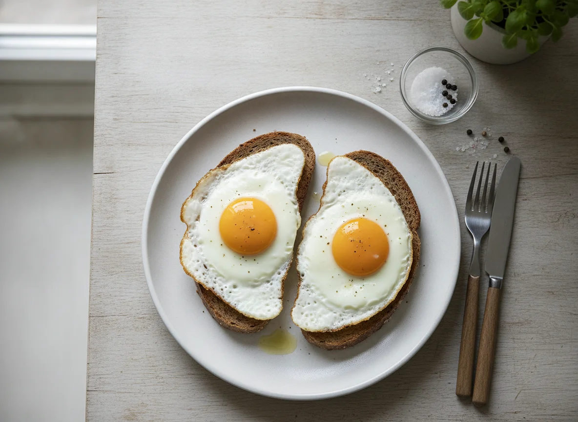 Spiegeleier mit Roggenbrot photo