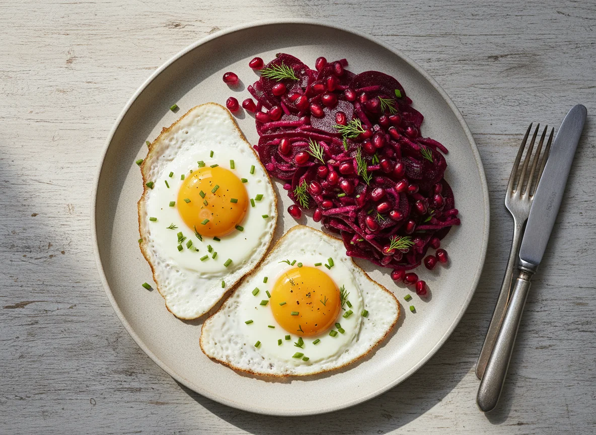 Spiegeleier mit Rote-Bete-Salat photo