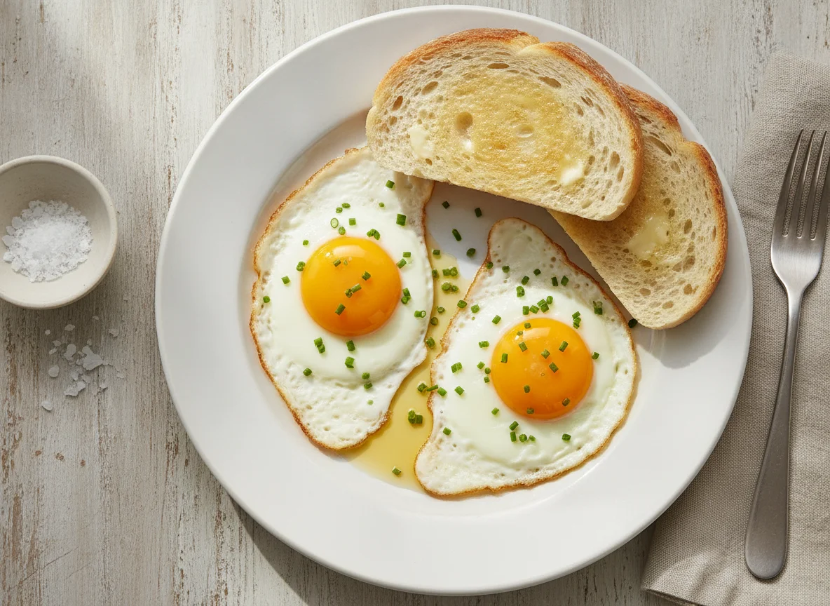 Spiegeleier mit Weißbrot photo