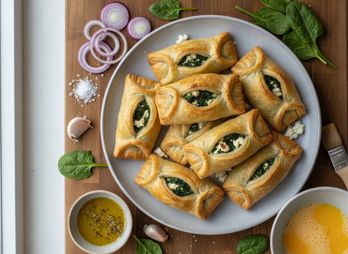 Spinat-Feta-Blätterteig-Taschen photo