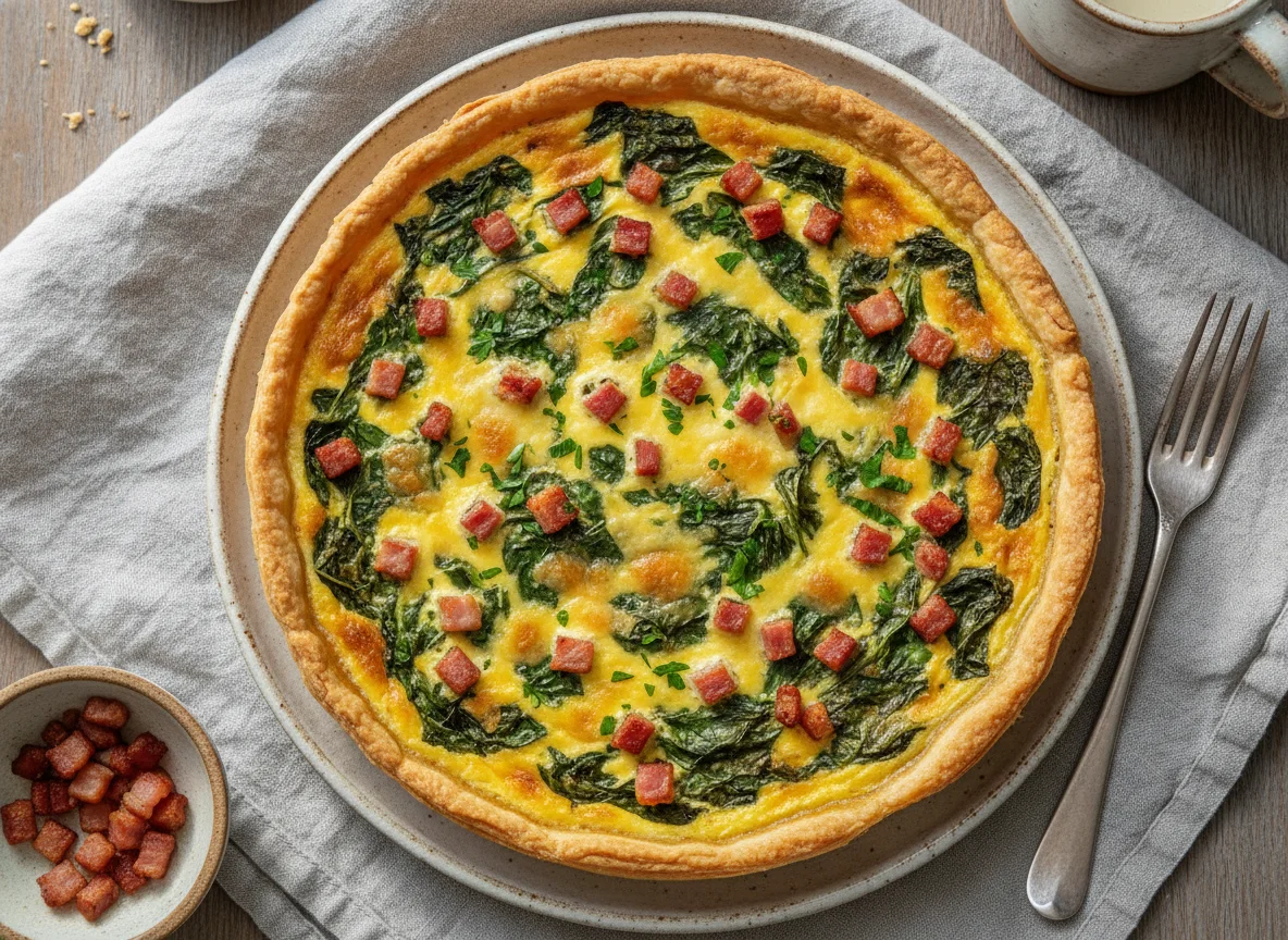 Spinat-Quiche mit Speck photo