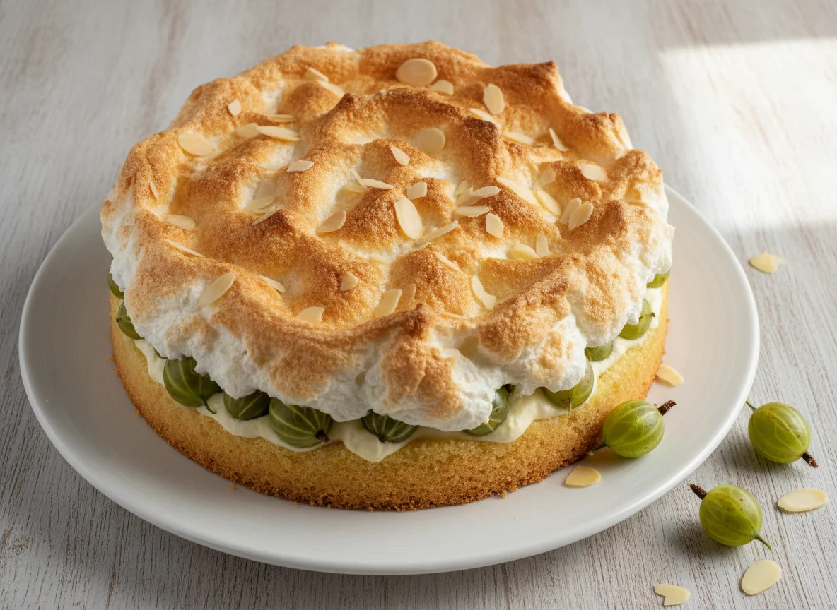 Stachelbeerkuchen mit Baiser photo