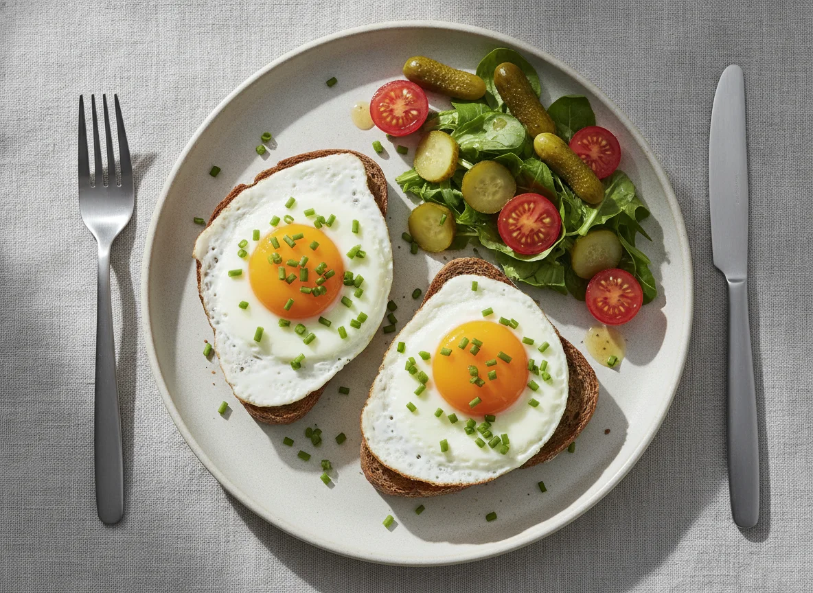 Strammer Max mit Beilagensalat photo